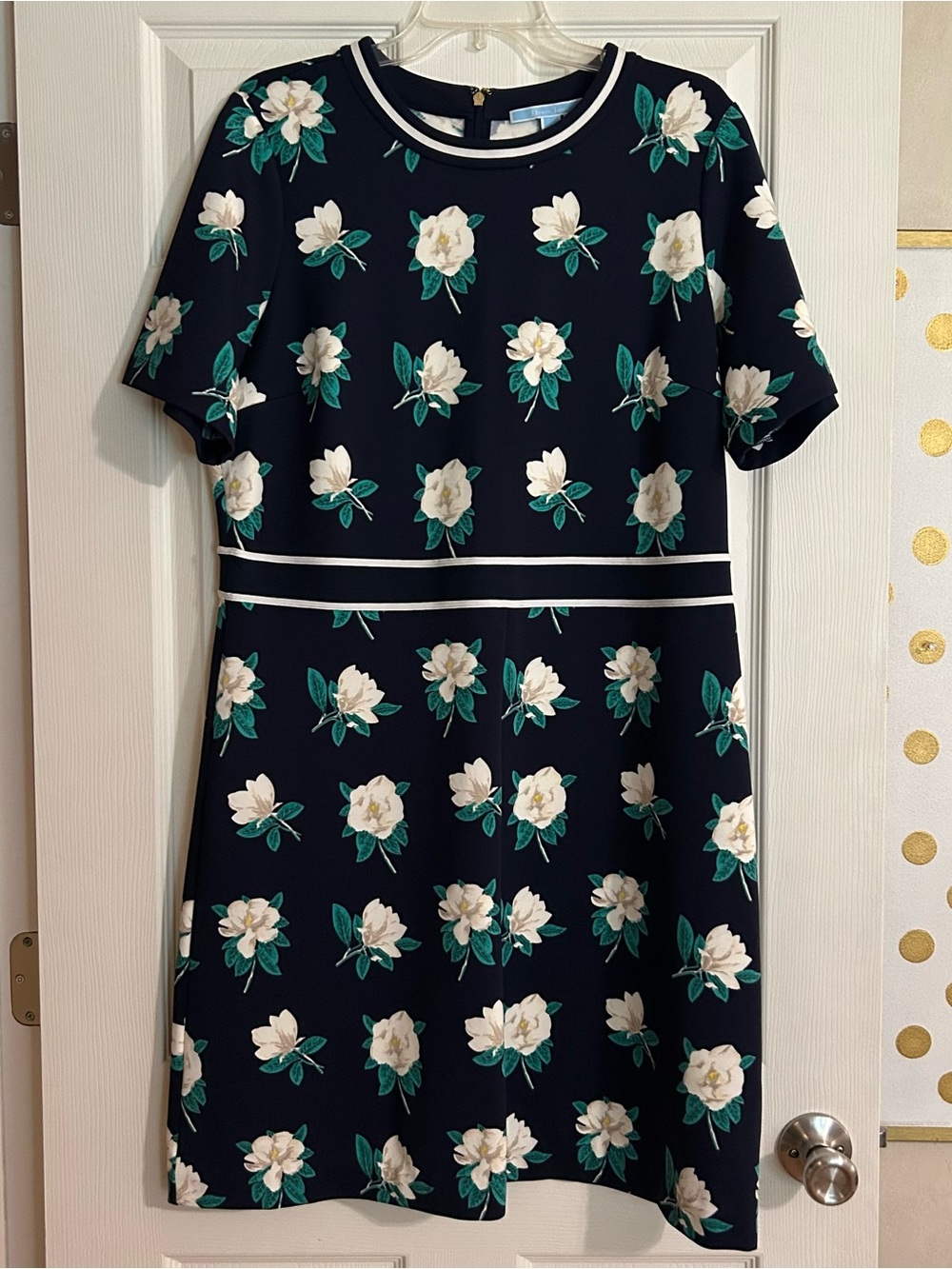 Draper James Navy Dress with White Magnolia Print